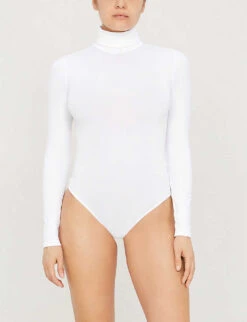 Wolford Colorado Turtleneck Stretch-jersey Body -Whistles Store 121 85008583 71187 WHITE ALT01