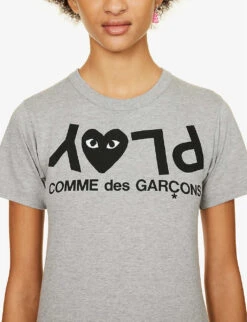 Comme Des Garçons Play Reverse Logo-print Cotton-jersey T-shirt -Whistles Store 143 2000022 P1T081 GREY ALT04