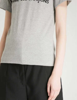 Comme Des Garçons Play Reverse Logo-print Cotton-jersey T-shirt -Whistles Store 143 2000022 P1T081 GREY ALT05