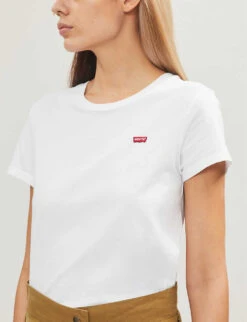 Levis Perfect Logo-print Cotton-jersey T-shirt -Whistles Store 150 3002395 391850006 WHITE ALT03