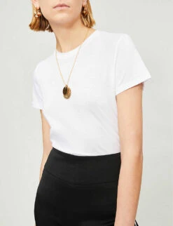 Vince Essential Round-neck Pima Cotton T-shirt -Whistles Store 197 3004397 VR59183107 OPTICWHITE ALT03