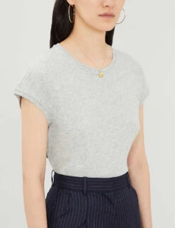 Whistles Cap-sleeved Jersey T-shirt -Whistles Store 501 10019 030632 GREY ALT03