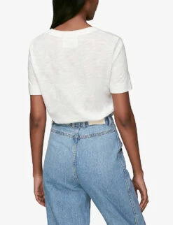 Whistles Rosa Double-trim Cotton-jersey T-shirt -Whistles Store 501 10019 30980 WHITE ALT02