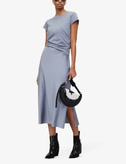 AllSaints Anna Crewneck Cotton T-shirt -Whistles Store R00067685 STORMCLOUDGRE ALT01