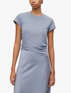 AllSaints Anna Crewneck Cotton T-shirt -Whistles Store R00067685 STORMCLOUDGRE ALT02