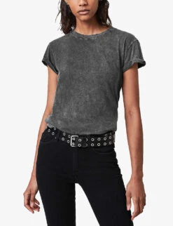 AllSaints Anna Acid Wash Cotton T-shirt 8 AllSaints Anna Acid Wash Cotton T-shirt -Whistles Store R00067715 ACIDWASHEDBL ALT02