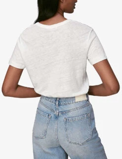 Whistles Ultimate Linen T-shirt -Whistles Store R03041111 WHITE ALT02