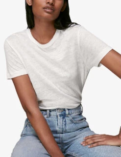 Whistles Ultimate Linen T-shirt -Whistles Store R03041111 WHITE ALT03