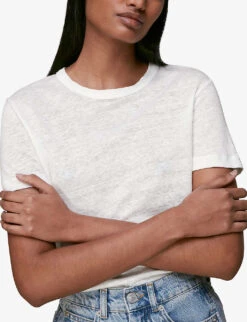 Whistles Ultimate Linen T-shirt -Whistles Store R03041111 WHITE ALT04