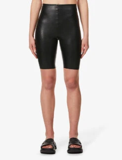 Commando Fitted High-rise Faux-leather Shorts -Whistles Store R03742244 BLACK ALT02