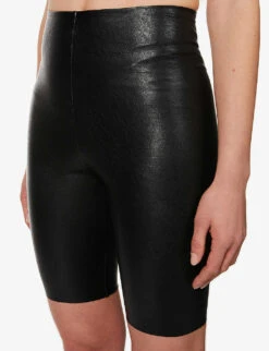 Commando Fitted High-rise Faux-leather Shorts -Whistles Store R03742244 BLACK ALT04