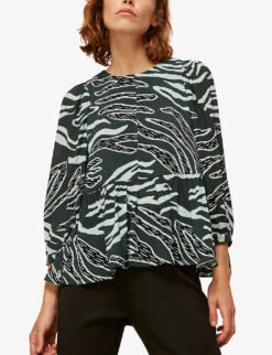 Whistles Zebra-print Woven Top -Whistles Store R03743265 MULTICOLOURED ALT01