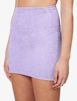 High-rise Seersucker Stretch-woven Mini Skirt 11 High-rise Seersucker Stretch-woven Mini Skirt -Whistles Store R03756657 S LILAC ALT04