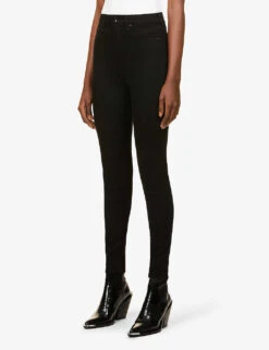 Rag & Bone Skinny High-rise Stretch-denim Jeans -Whistles Store R03757928 BLACK ALT02
