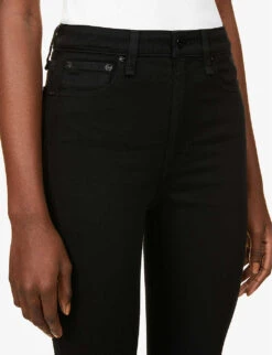 Rag & Bone Skinny High-rise Stretch-denim Jeans -Whistles Store R03757928 BLACK ALT04