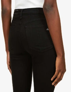 Rag & Bone Skinny High-rise Stretch-denim Jeans -Whistles Store R03757928 BLACK ALT05