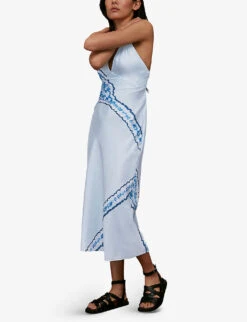 Whistles Tie-dye Bias-cut Silk Midi Dress -Whistles Store R03763547 BLUEMULTI ALT03