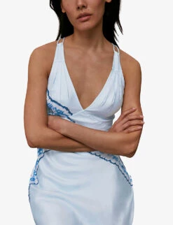 Whistles Tie-dye Bias-cut Silk Midi Dress -Whistles Store R03763547 BLUEMULTI ALT06