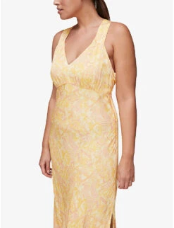 Whistles Safari-print Satin Midi Dress -Whistles Store R03776759 YELLOW ALT03