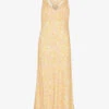 Whistles Safari-print Satin Midi Dress -Whistles Store R03776759 YELLOW M