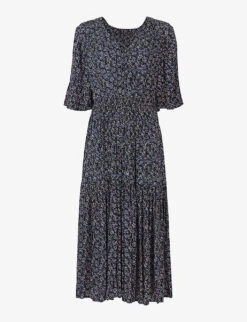Whistles Kinetic Floral-print Woven Midi Dress