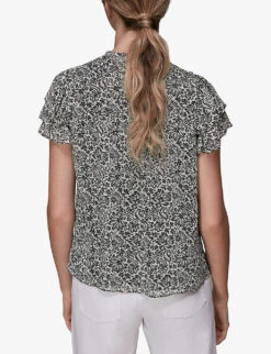 Whistles Floral-print Key-hole Woven Top -Whistles Store R03816786 BLACKMULTI ALT02