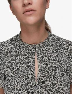 Whistles Floral-print Key-hole Woven Top -Whistles Store R03816786 BLACKMULTI ALT04