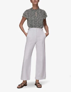 Whistles Floral-print Key-hole Woven Top -Whistles Store R03816786 BLACKMULTI ALT05