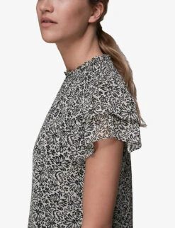 Whistles Floral-print Key-hole Woven Top -Whistles Store R03816786 BLACKMULTI ALT06