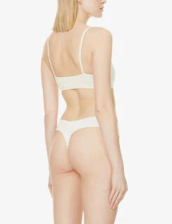 Scoop-neck Seamless Stretch-cotton Bralette -Whistles Store R03839334 S BONE ALT03