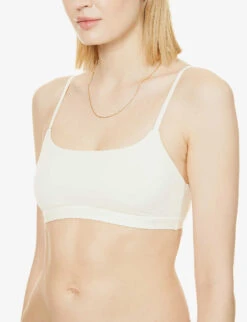 Scoop-neck Seamless Stretch-cotton Bralette -Whistles Store R03839334 S BONE ALT04
