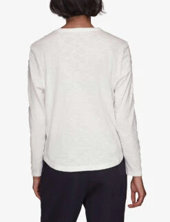 Whistles Emily Long-sleeved Cotton T-shirt -Whistles Store R03844988 WHITE ALT03