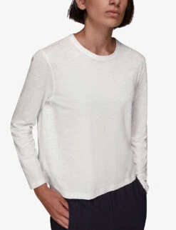 Whistles Emily Long-sleeved Cotton T-shirt -Whistles Store R03844988 WHITE ALT04