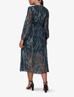 Whistles Wave Printed Recycled-polyester Midi Dress -Whistles Store R03865774 MULTICOLOURED ALT02