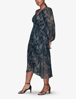 Whistles Wave Printed Recycled-polyester Midi Dress -Whistles Store R03865774 MULTICOLOURED ALT03