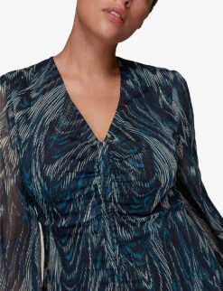 Whistles Wave Printed Recycled-polyester Midi Dress -Whistles Store R03865774 MULTICOLOURED ALT04