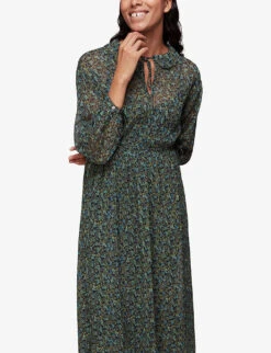 Whistles Stitch-detail Floral-print Recycled-polyester Midi Dress 9 Whistles Stitch-detail Floral-print Recycled-polyester Midi Dress -Whistles Store R03870832 MULTICOLOURED ALT02