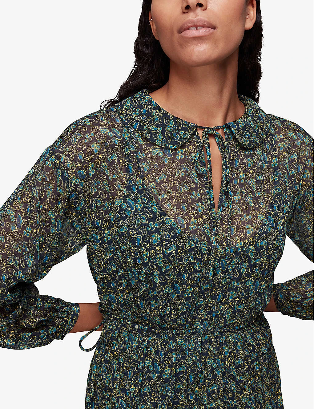 Whistles Stitch-detail Floral-print Recycled-polyester Midi Dress 7 Whistles Stitch-detail Floral-print Recycled-polyester Midi Dress - Image 5