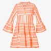 Devotion Twins Ella Flared-sleeve Stretch-cotton Mini Dress -Whistles Store R03886533 NEONORANGEOFFWHITE M