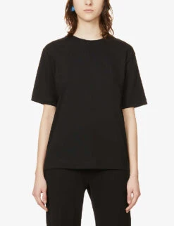 Dries Van Noten Boat-neck Relaxed-fit Cotton-jersey T-shirt -Whistles Store R03889357 BLACK ALT02