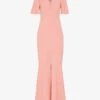 Whistles Molly Button-through V-neck Stretch-crepe Maxi Dress -Whistles Store R03896120 PALEPINK M