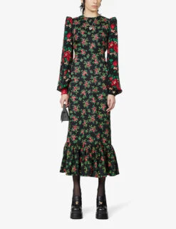 Villanelle Floral-print Cotton Midi Dress -Whistles Store R03903464 BLACK ALT01