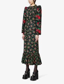 Villanelle Floral-print Cotton Midi Dress -Whistles Store R03903464 BLACK ALT02