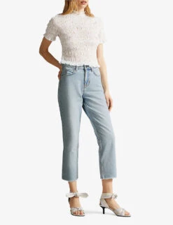 Ted Baker Nellin Straight-leg Raw-hem Denim Jeans -Whistles Store R03920106 LTWASH ALT01