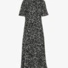 Whistles Alana Printed Recycled-polyester Midi Dress -Whistles Store R03929567 BLACK M