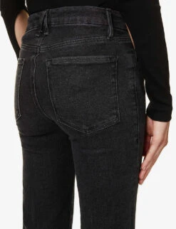 GOOD AMERICAN Good Straight Washed Straight-leg High-rise Stretch-organic-cotton Blend Denim Jeans -Whistles Store R03930106 BLACK184 ALT05