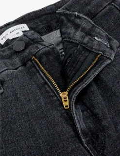 GOOD AMERICAN Good Straight Washed Straight-leg High-rise Stretch-organic-cotton Blend Denim Jeans -Whistles Store R03930106 BLACK184 ALT06