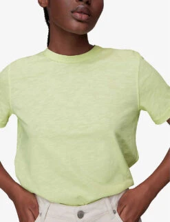 Whistles Emily Relaxed-fit Cotton T-shirt -Whistles Store R03937286 LIME ALT02