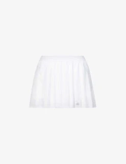 Varsity Pleated Stretch-woven Mini Skirt