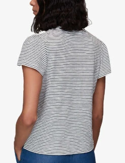 Whistles Striped Frill-sleeve Cotton-jersey T-shirt -Whistles Store R03939555 MULTICOLOURED ALT03